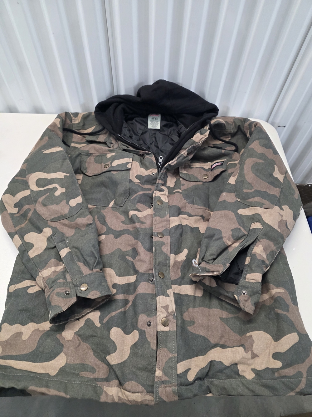 Dickies Jacket Men L Camo Canvas Hood Insulated Quilt Lined Work Hunting